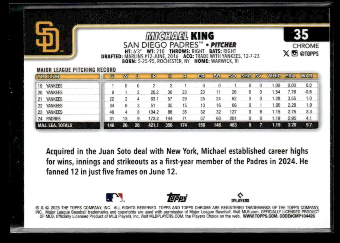 2025 Topps Chrome #35 Michael King Prism Refractors