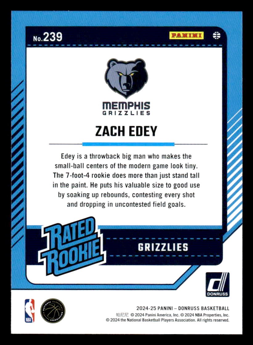 2024-25 Donruss #239 Zach Edey