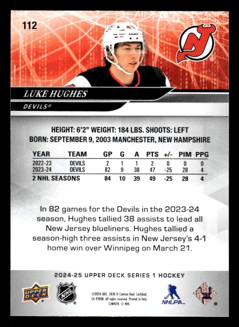 2024-25 Upper Deck #112 Luke Hughes