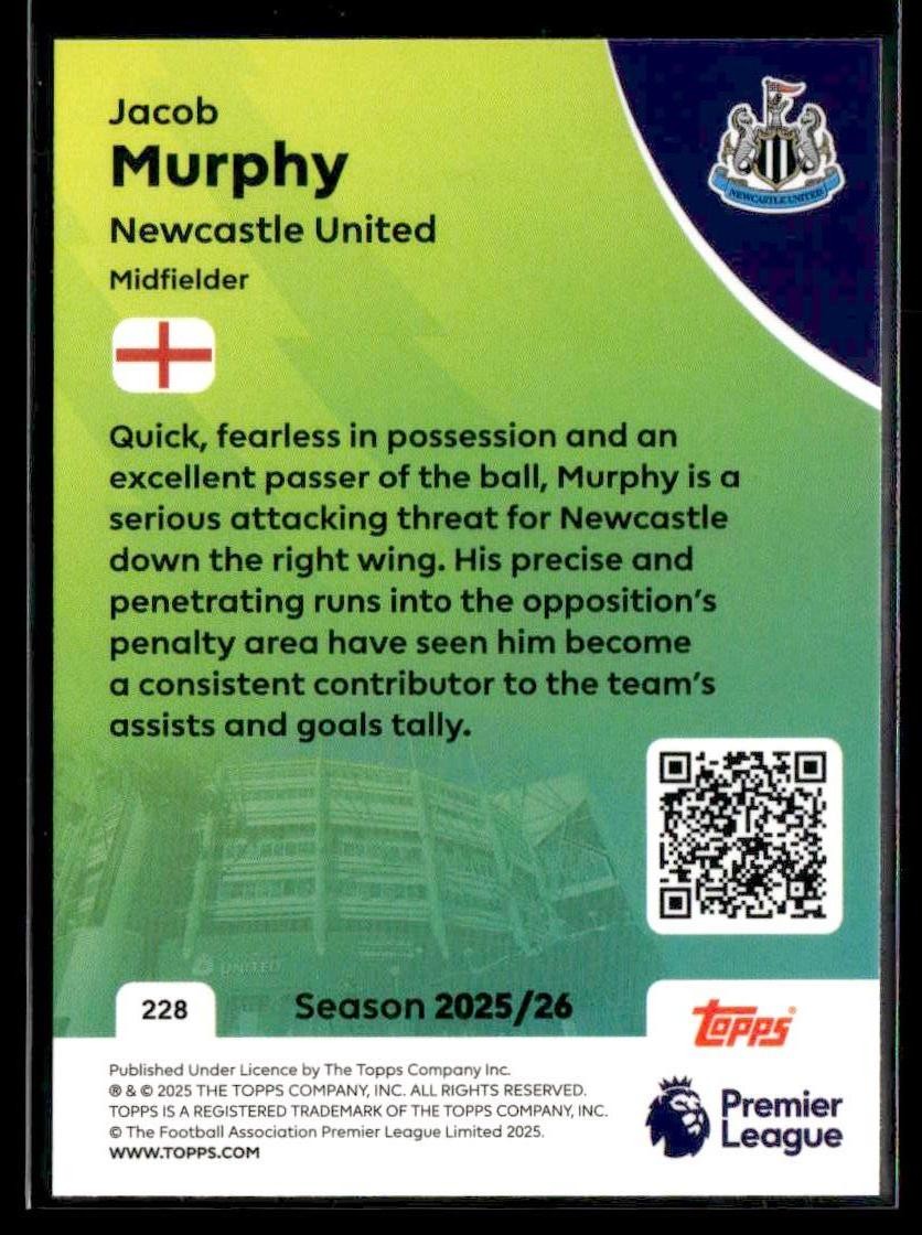 2025-26 Topps Premier League #228 Jacob Murphy
