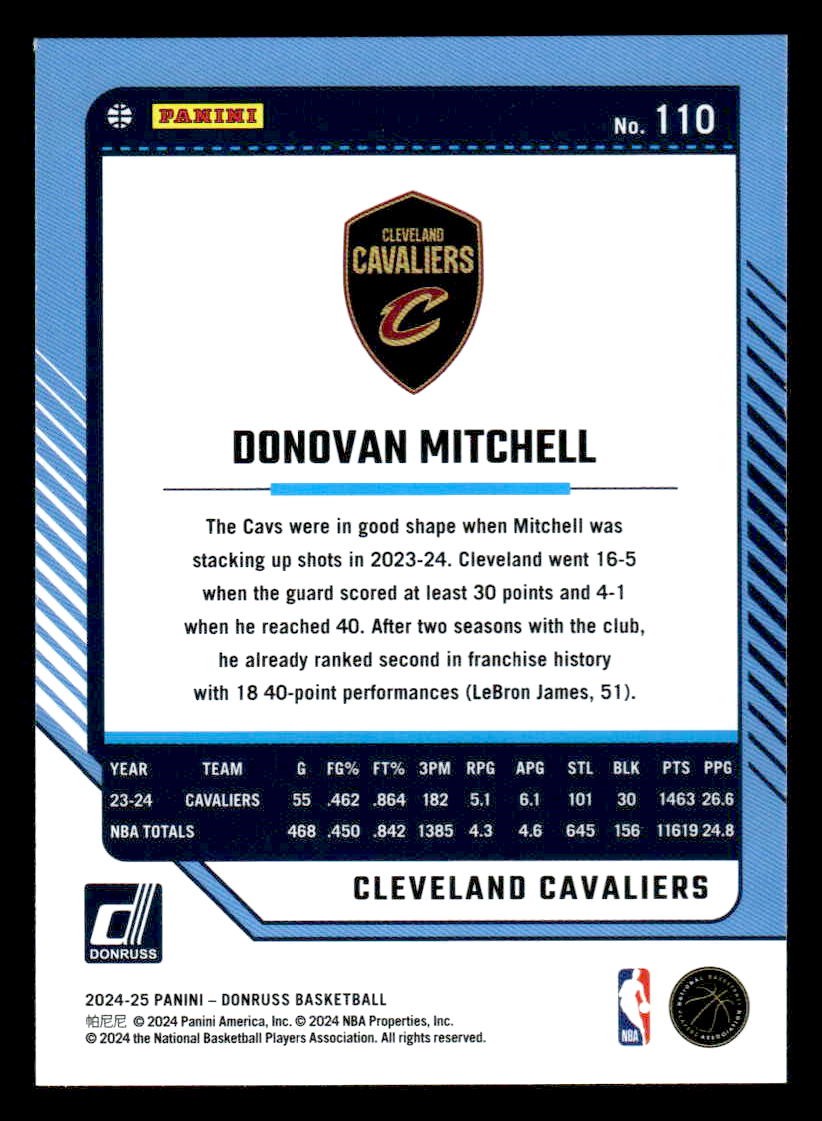 2024-25 Donruss #110 Donovan Mitchell Holo Green Laser