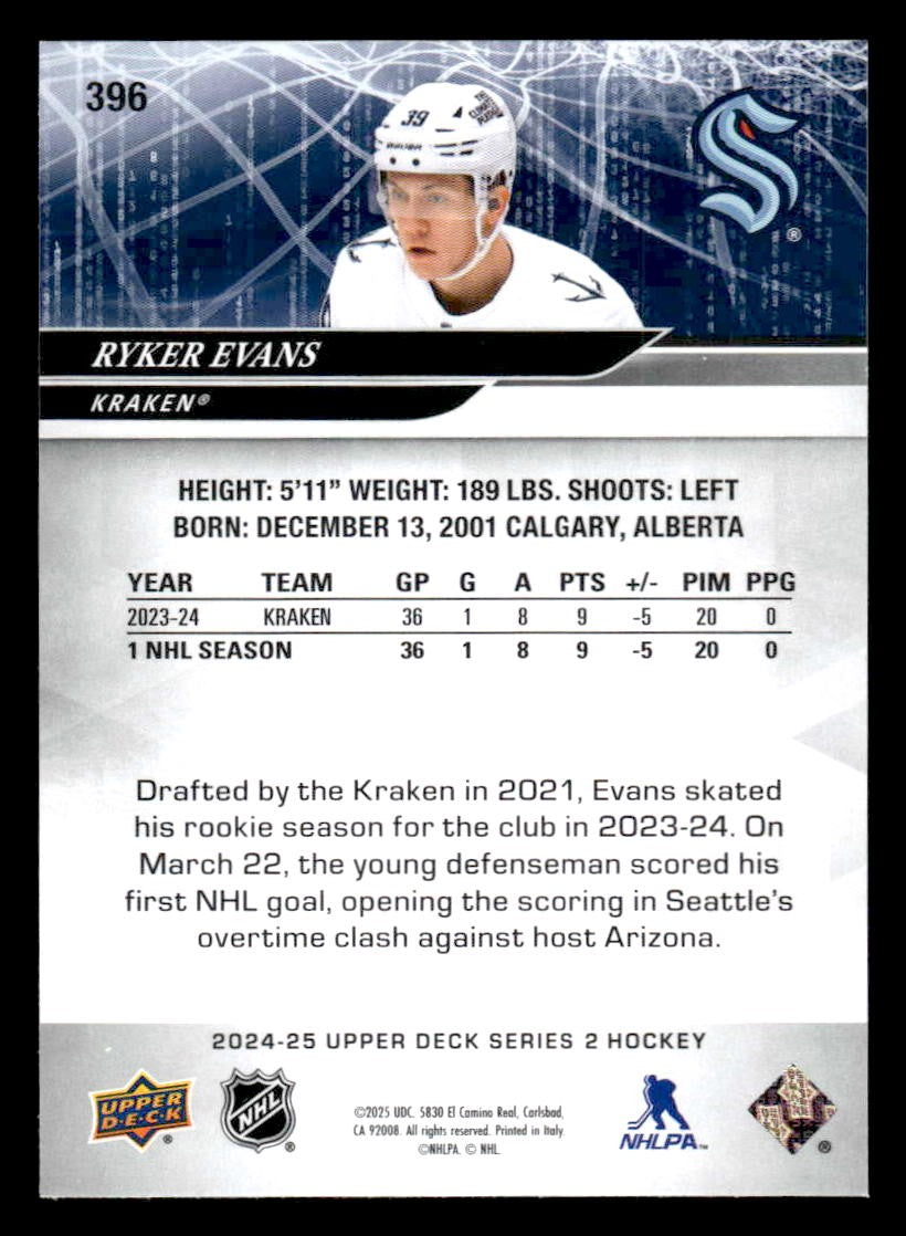 2024-25 Upper Deck #396 Ryker Evans