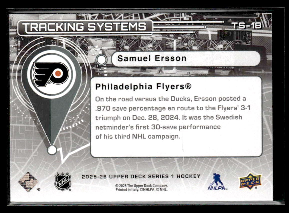 2025-26 Upper Deck #TS-18 Samuel Ersson Tracking Systems