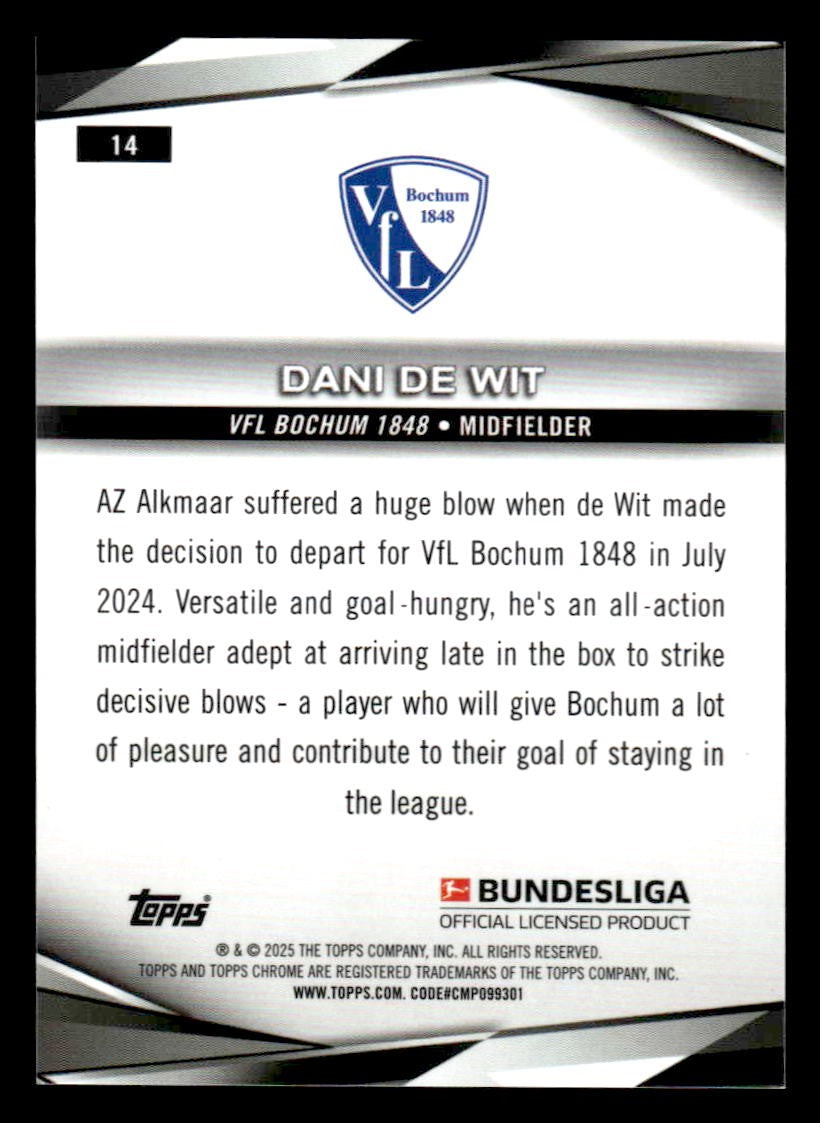 2025 Topps Sapphire Edition Bundesliga #14 Dani De Wit