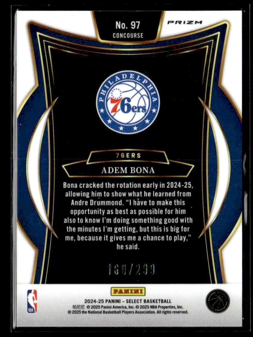 2024-25 Panini Select #97 Adem Bona Light Blue Prizm #/299