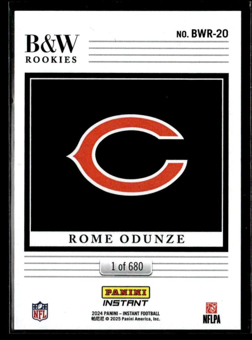 2024 Panini Instant NFL Black & White Rookies #BWR-20 Rome Odunze