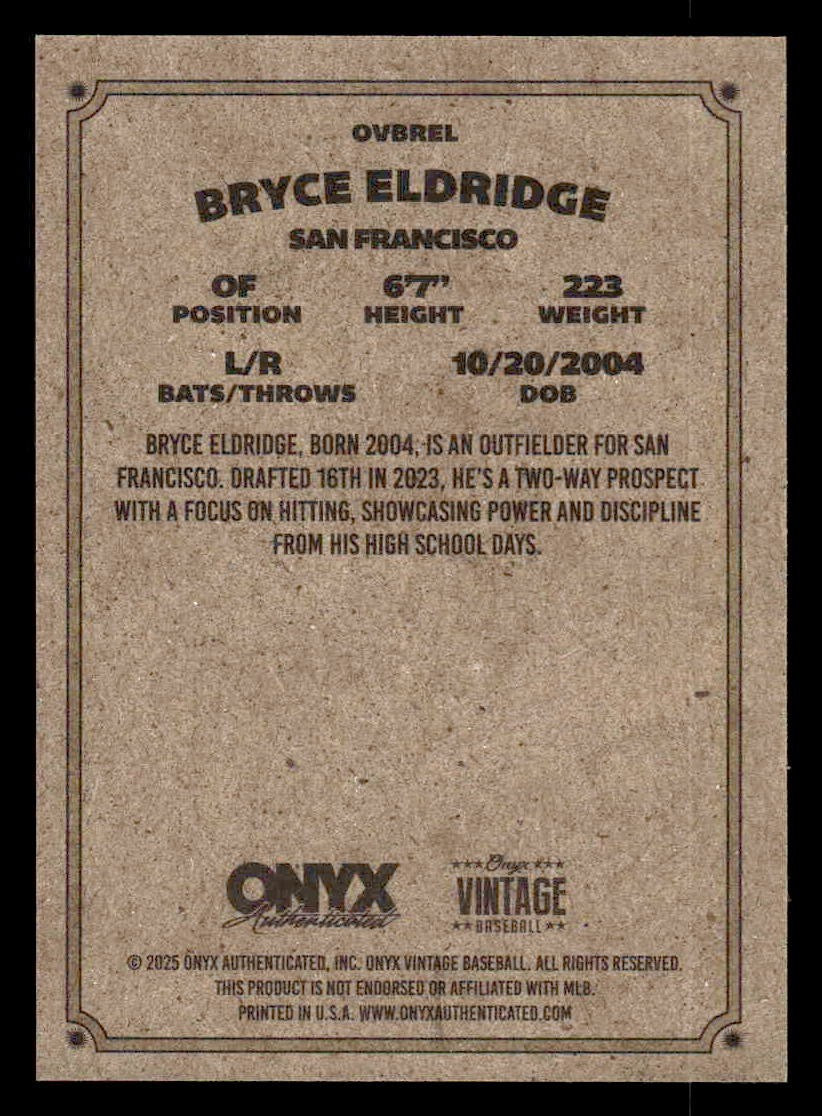 2025 Onyx Vintage #OVBREL Bryce Eldridge