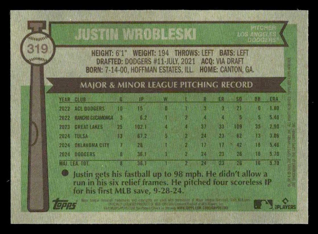 2025 Topps Heritage #319 Justin Wrobleski Chrome