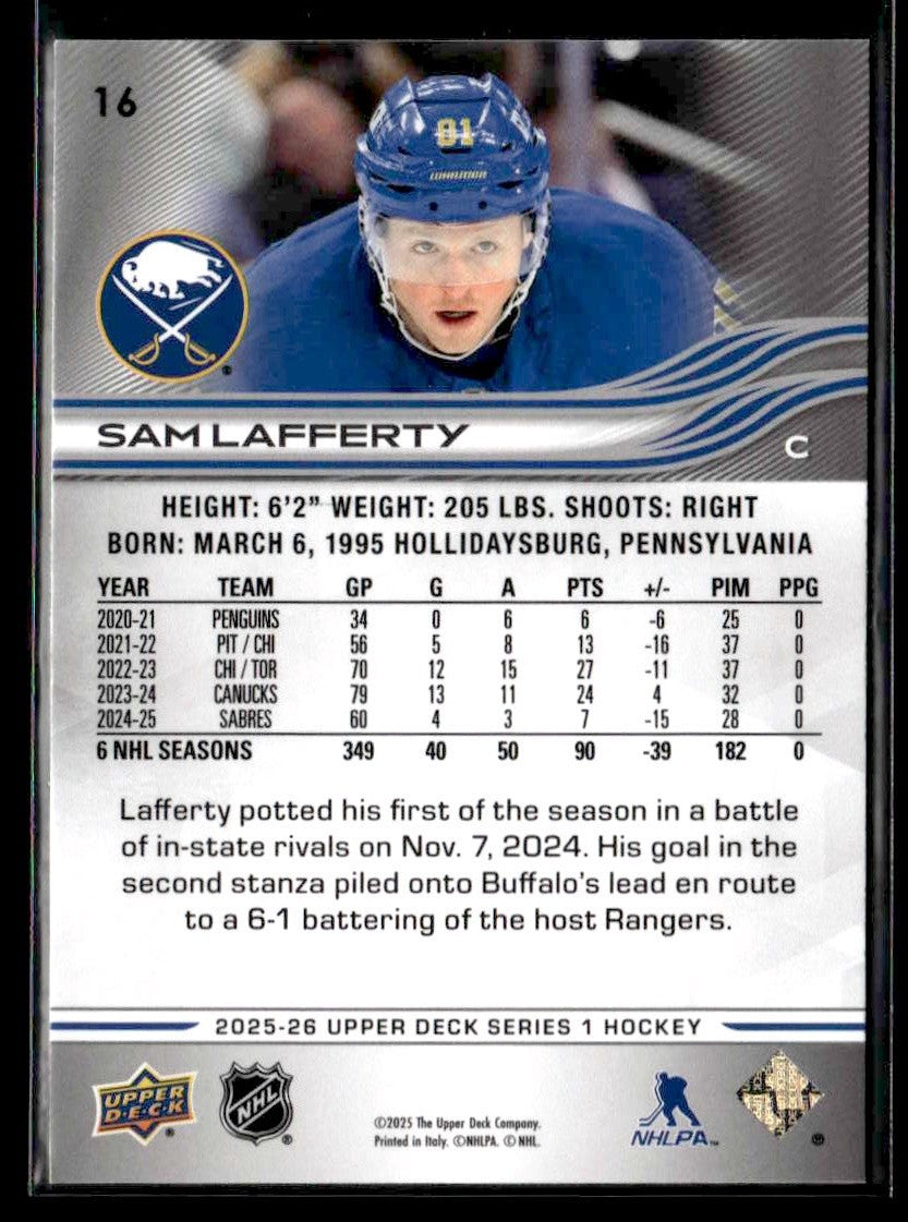 2025-26 Upper Deck #16 Sam Lafferty