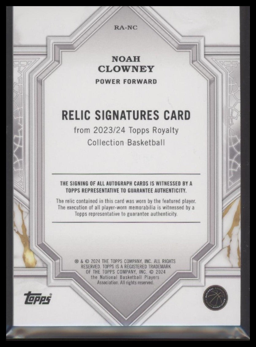 2023-24 Topps Royalty #RA-NC Noah Clowney Relic Signatures #42/99