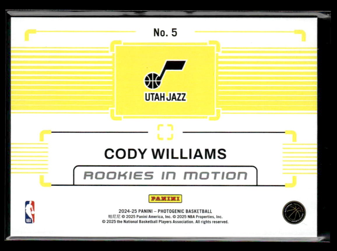 2024-25 Panini PhotoGenic #5 Cody Williams Rookies In Motion