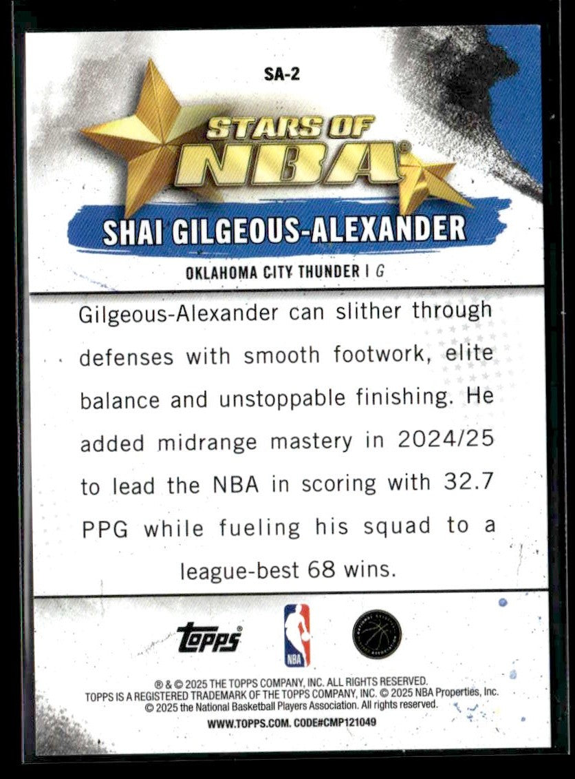 2025-26 Topps #SA-2 Shai Gilgeous-Alexander Stars of the NBA