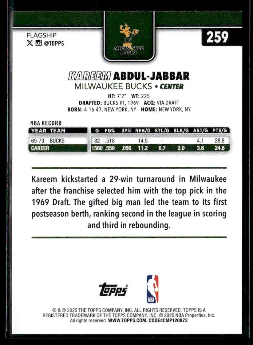 2025-26 Topps #259 Kareem Abdul-Jabbar