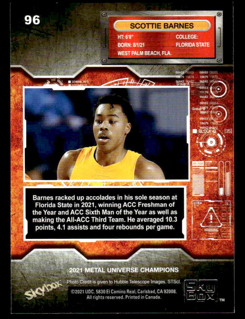 2021 SkyBox Metal Universe Champions #96 Scottie Barnes