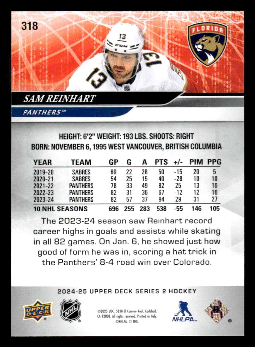 2024-25 Upper Deck #318 Sam Reinhart