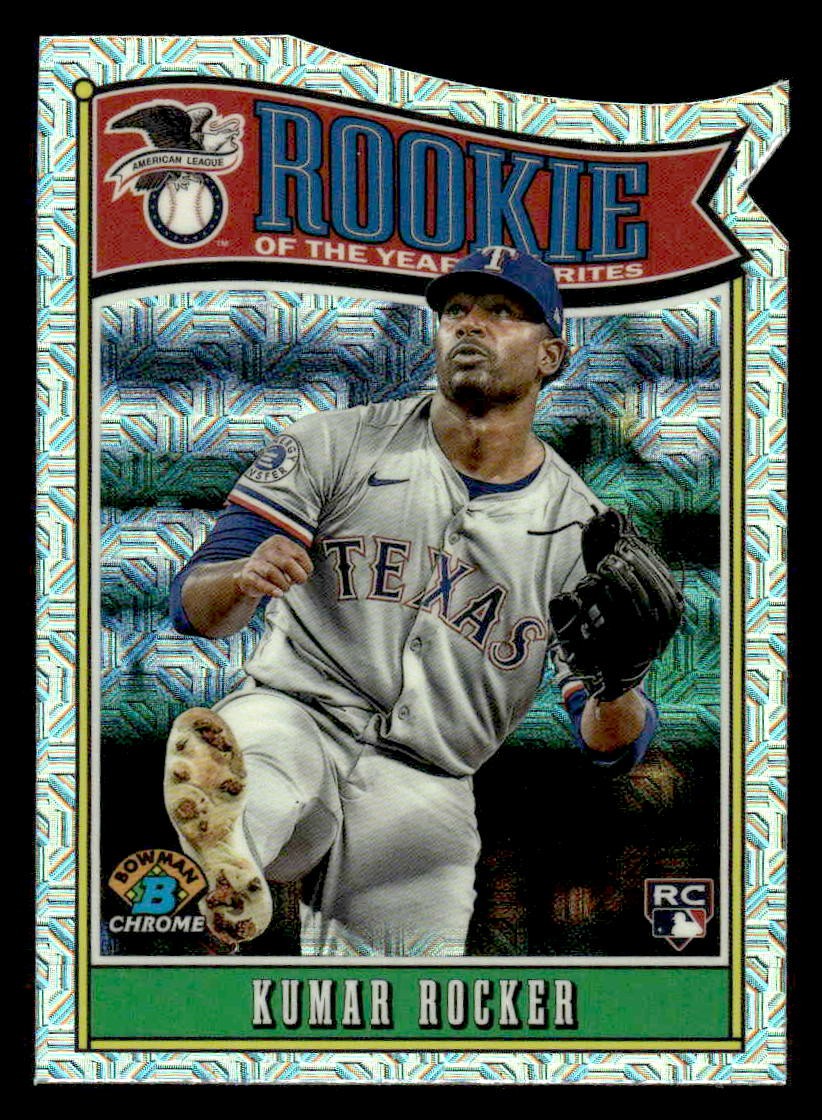 2025 Bowman #ROY-5 Kumar Rocker Rookie of the Year Favorites Mega Refractor