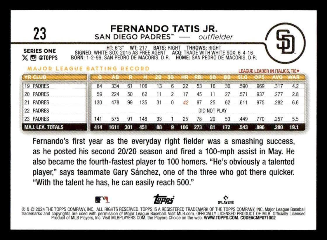 2024 Topps #23 Fernando Tatis Jr.