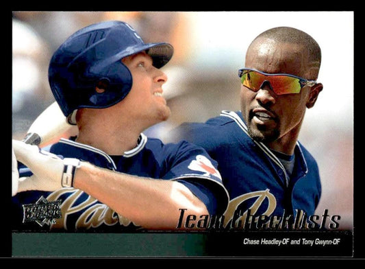 2010 Upper Deck #593 Padres Checklist (Chase Headley / Tony Gwynn)