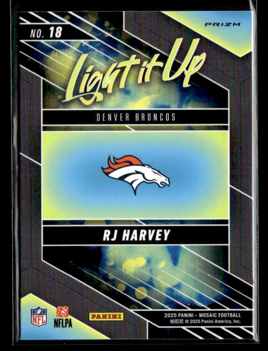 2025 Panini Mosaic #18 RJ Harvey Light It Up Mosaic Silver