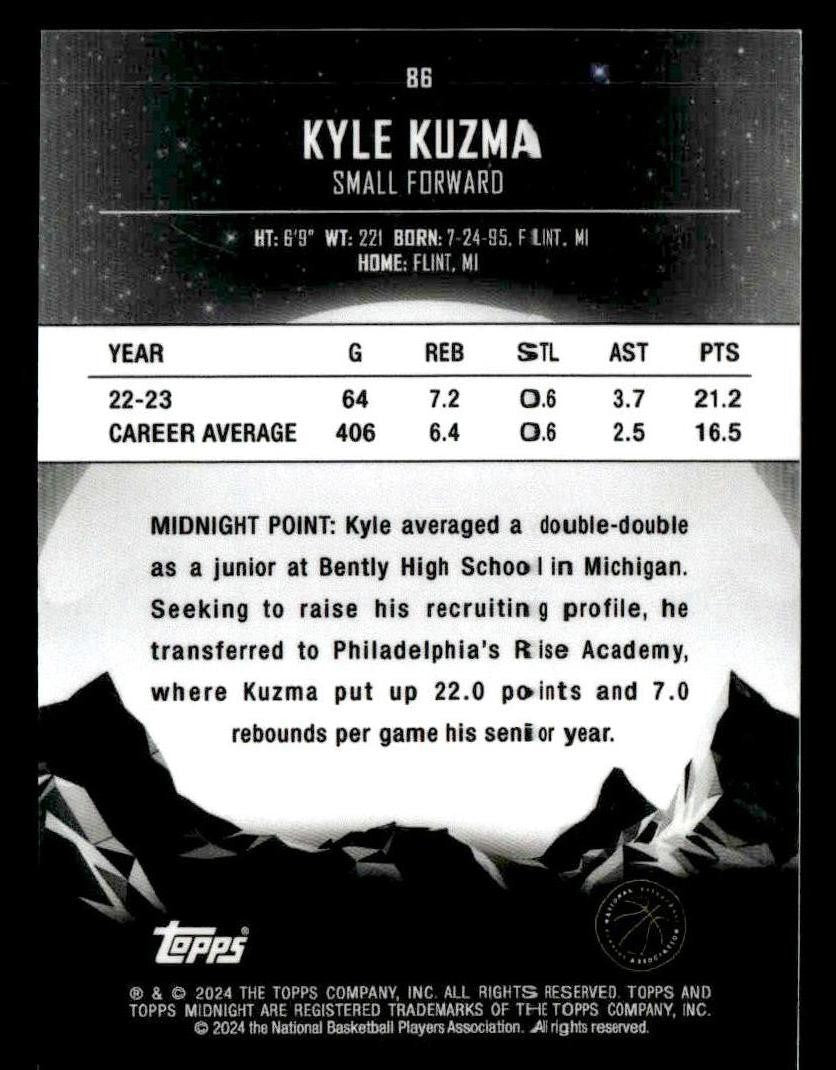 2023-24 Topps Midnight #86 Kyle Kuzma Morning #/149