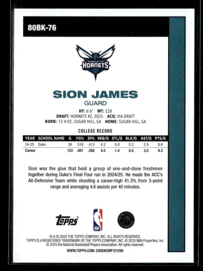 2025-26 Topps #80BK-76 Sion James 1980-81 Topps Basketball