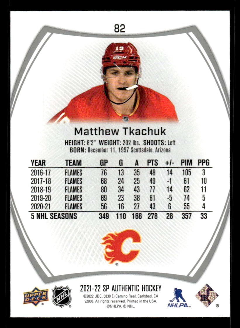 2021-22 SP Authentic #82 Matthew Tkachuk