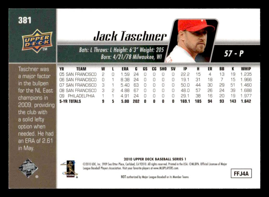 2010 Upper Deck #381 Jack Taschner