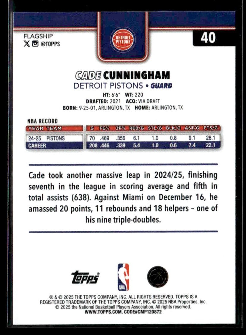 2025-26 Topps #40 Cade Cunningham