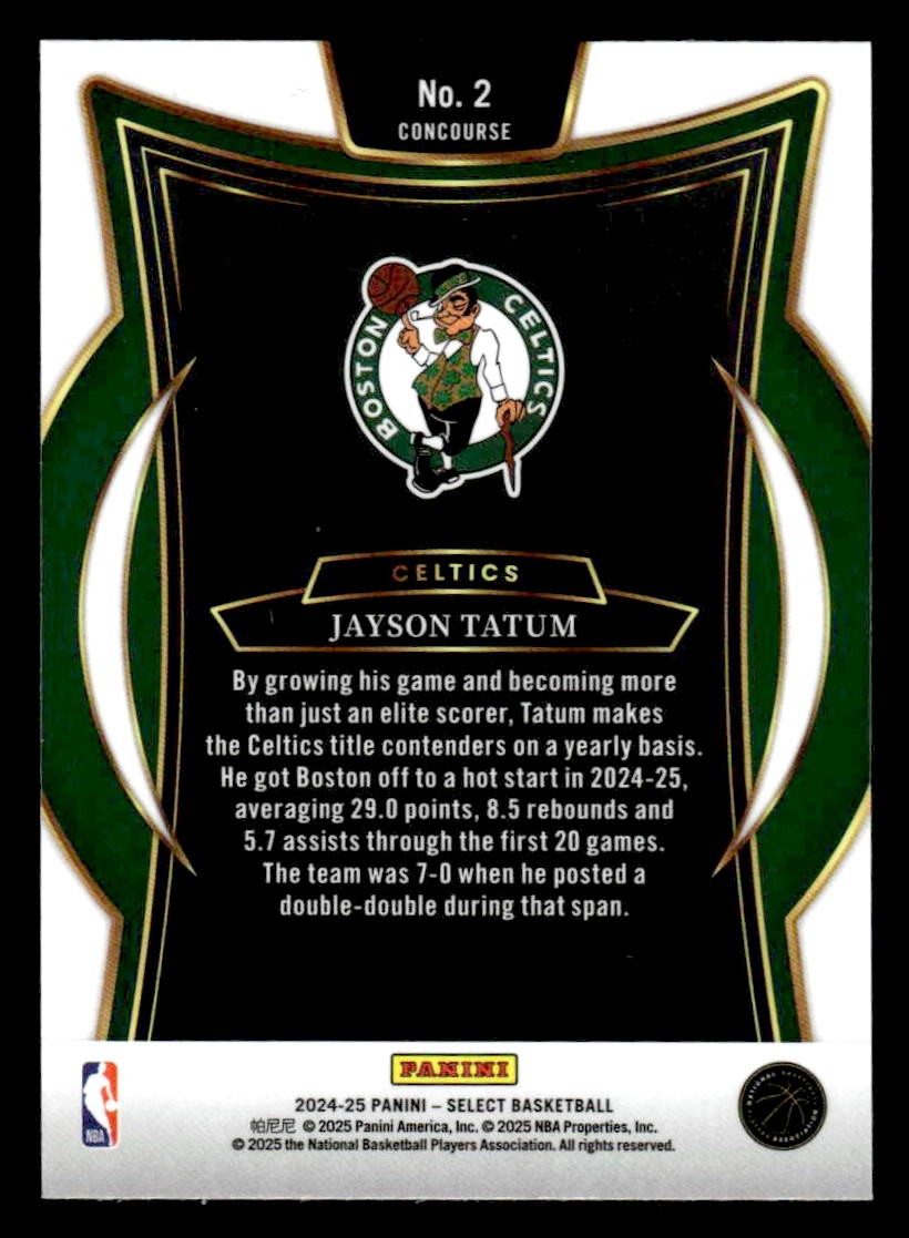 2024-25 Panini Select #2 Jayson Tatum