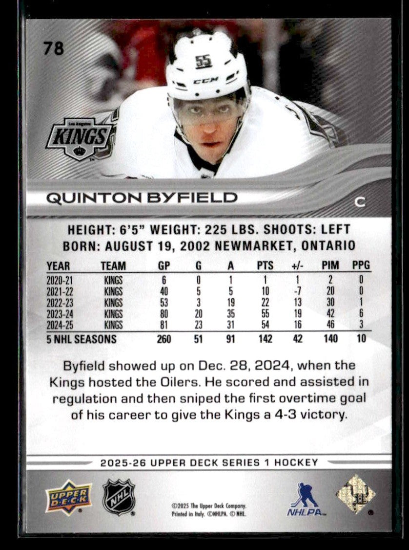 2025-26 Upper Deck #78 Quinton Byfield