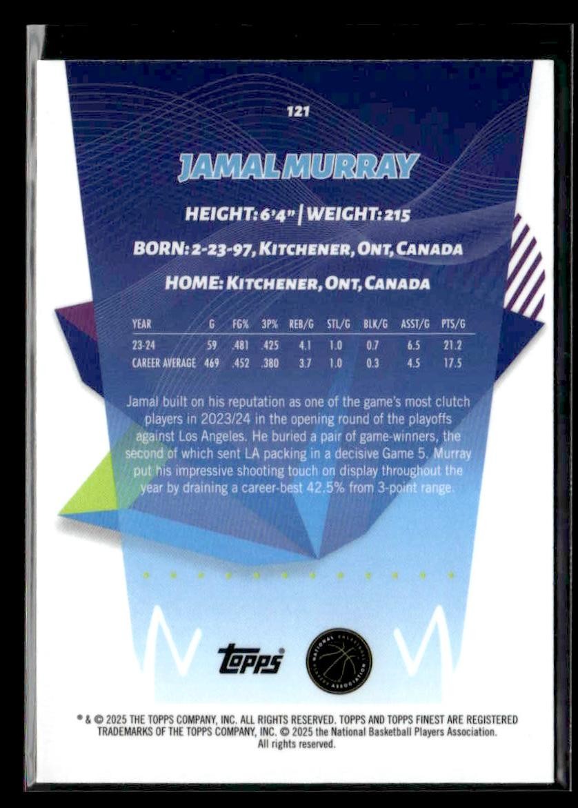 2024-25 Finest #121 Jamal Murray Purple Geometric Refractor #/75