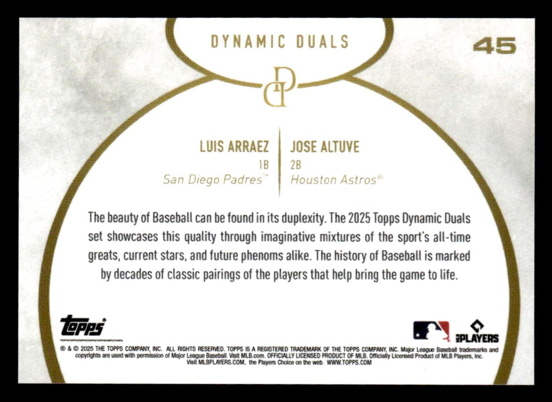 2025 Topps Dynamic Duals #45 Luis Arraez / Jose Altuve