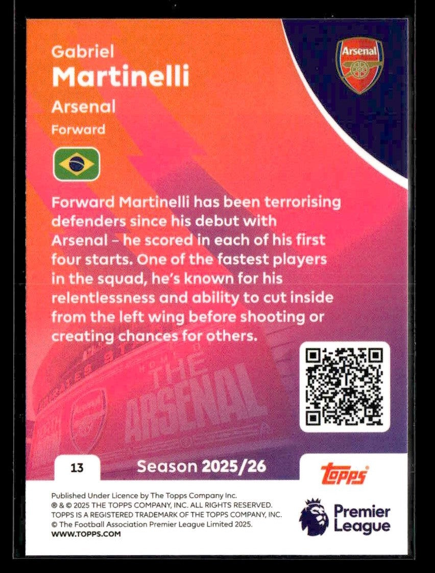 2025-26 Topps Premier League #13 Gabriel Martinelli