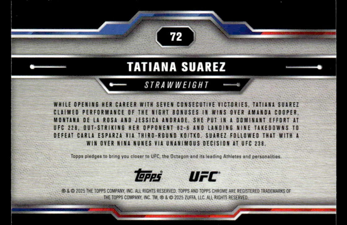 2025 Topps Chrome UFC #72 Tatiana Suarez