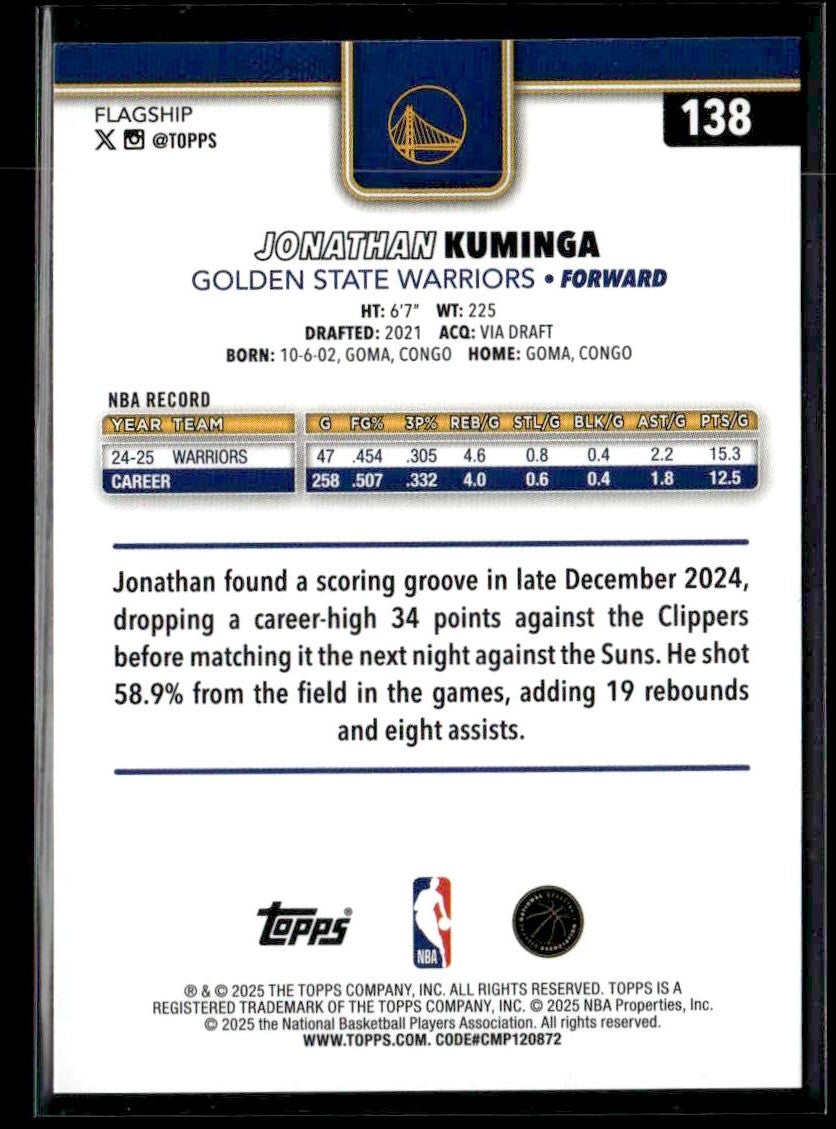 2025-26 Topps #138 Jonathan Kuminga