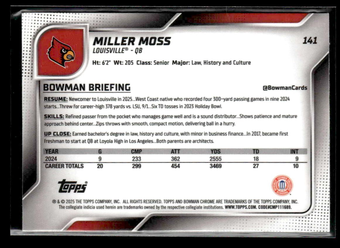 2025 Bowman University Chrome #141 Miller Moss