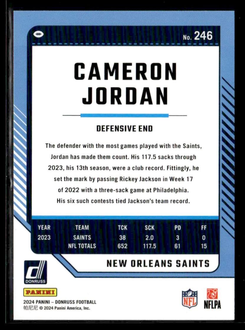 2024 Donruss #246 Cameron Jordan Press Proof Gold #/50