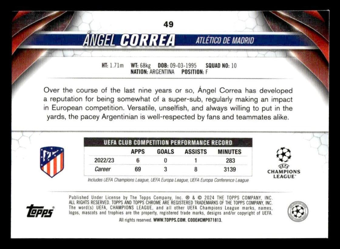 2023-24 Topps Chrome UEFA Club Competitions #49 Ángel Correa