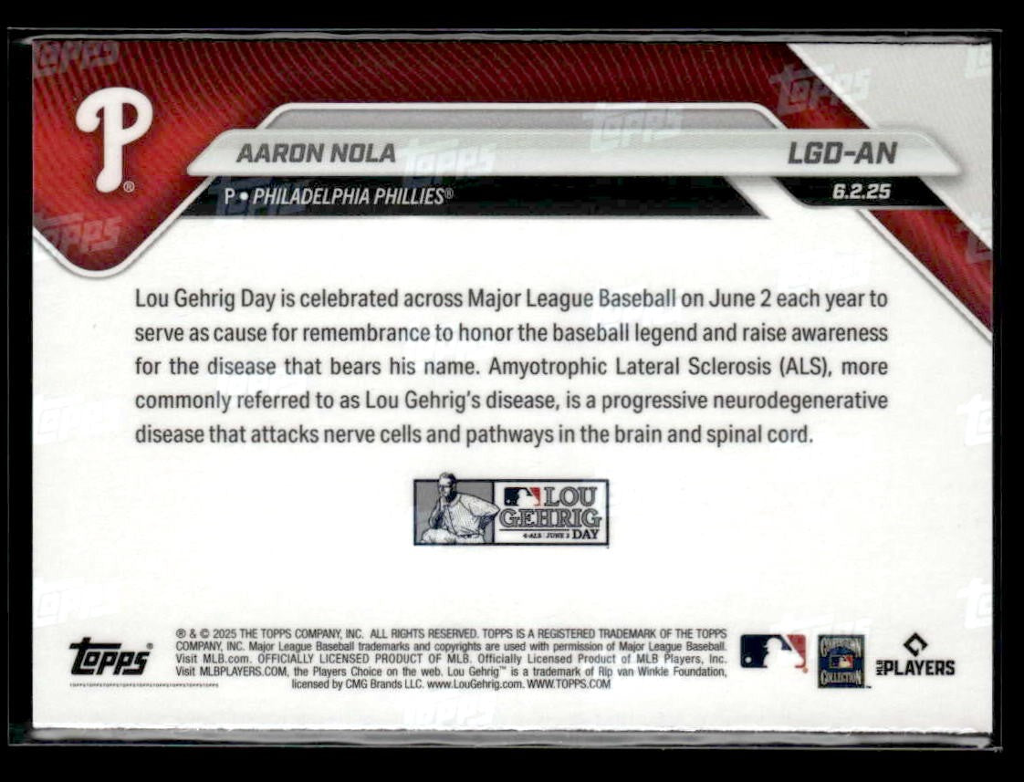 2025 Topps Now Lou Gehrig Day: Presented by Sarah Langs #LGD-AN Aaron Nola