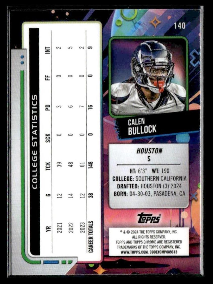 2024 Topps Chrome Cosmic #140 Calen Bullock