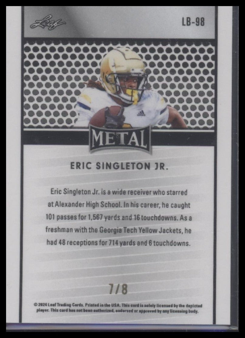 2024 Leaf Metal #LB-98 Eric Singleton Jr Purple Shimmer #7/8