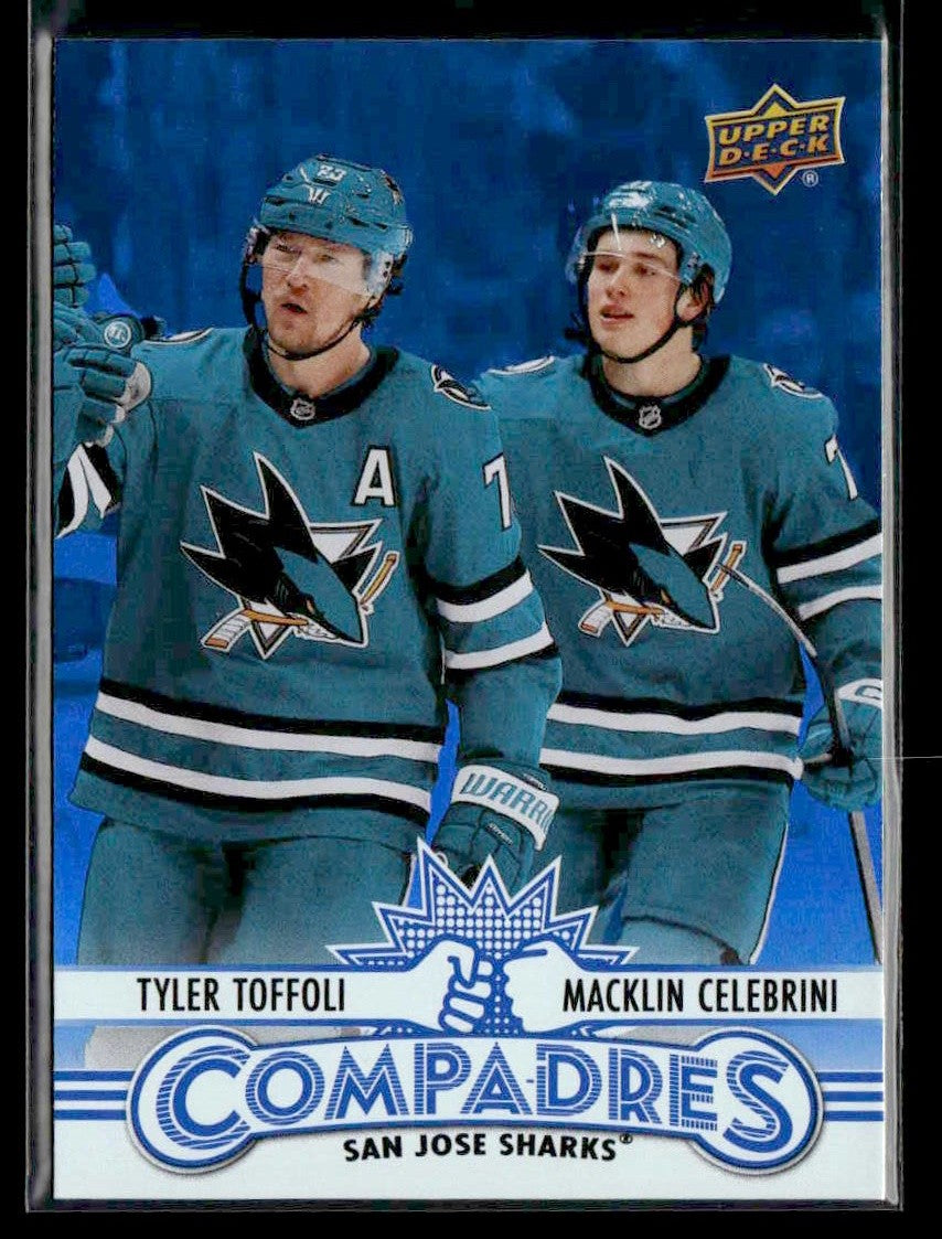 2025-26 Upper Deck #CM-11 Macklin Celebrini / Tyler Toffoli Compadres