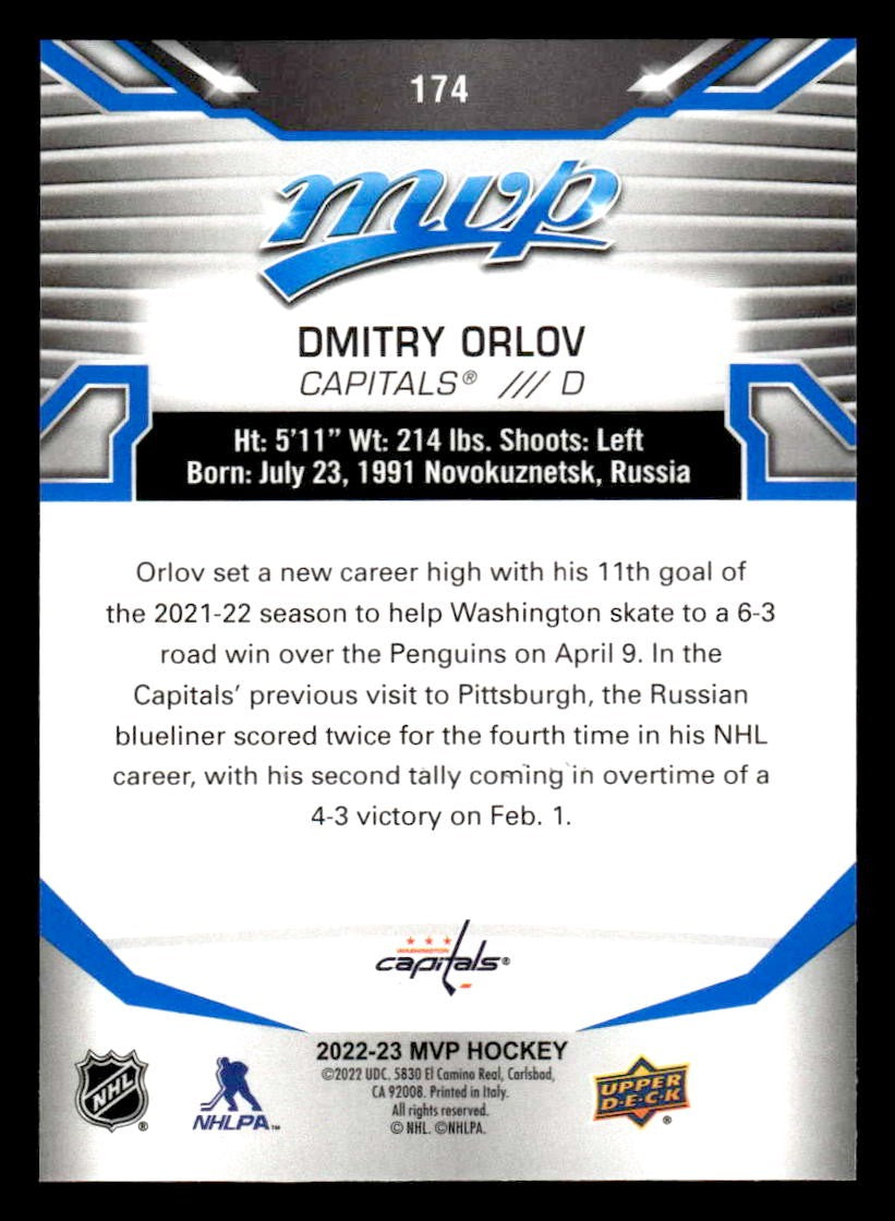 2022-23 Upper Deck MVP #174 Dmitry Orlov Blue Script