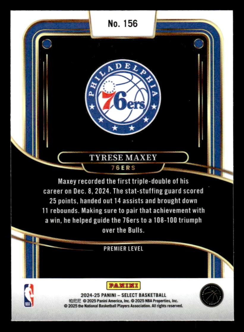 2024-25 Panini Select #156 Tyrese Maxey