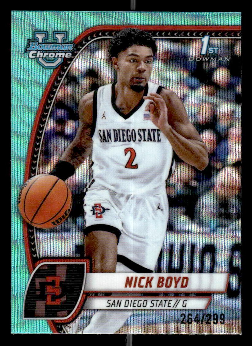 2024-25 Bowman University Chrome #73 Nicholas Boyd Aqua Wave Refractor #/299