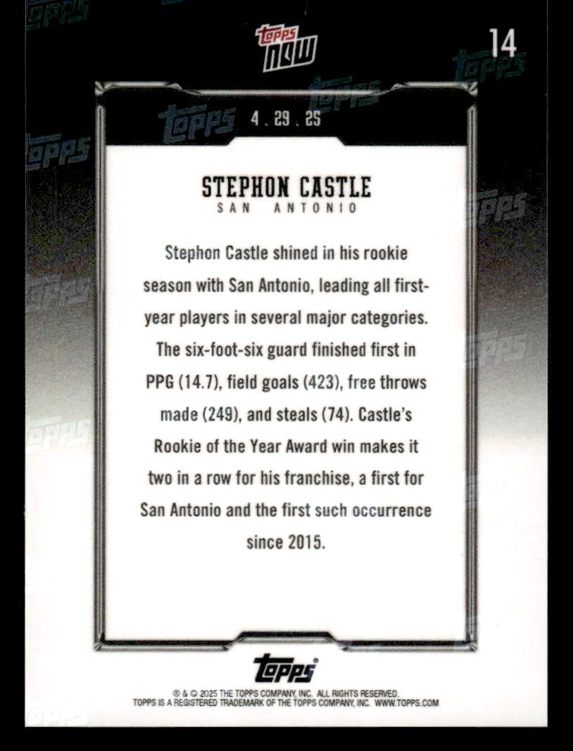 2025 Topps Now #14 Stephon Castle Rookie of the Year