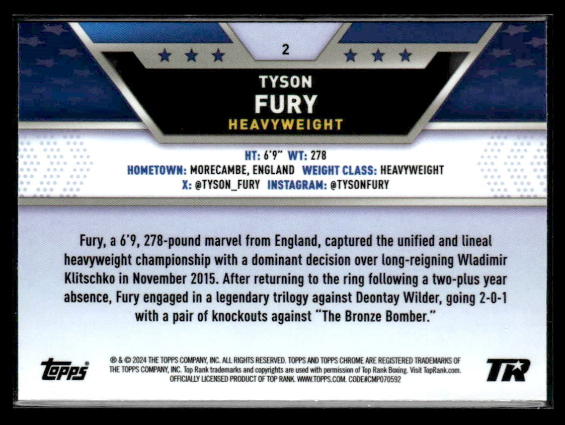 2024 Topps Chrome #2 Tyson Fury