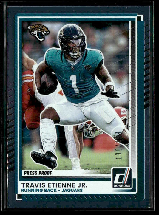 2025 Donruss #141 Travis Etienne Jr Silver Press Proof #130/199