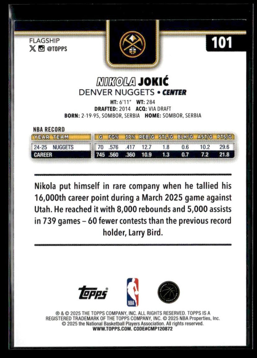 2025-26 Topps #101 Nikola Jokić