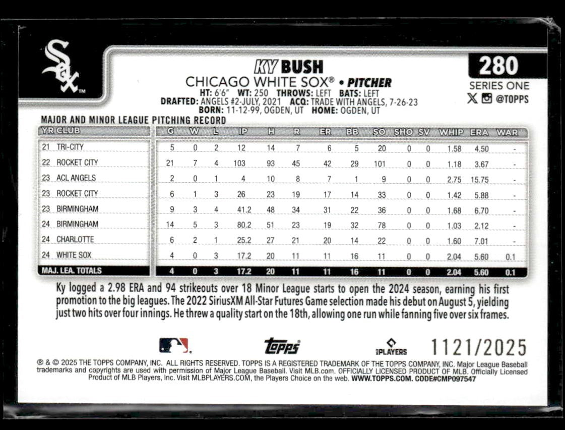 2025 Topps #280 Ky Bush Gold #/2025